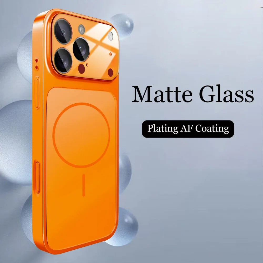 Original Glass Nano Matte Case – Magnetic MagSafe Wireless Charging Armor Cover for iPhone 17 Pro Max, 16, 15, 14, 13 Pro Max, 17 Air