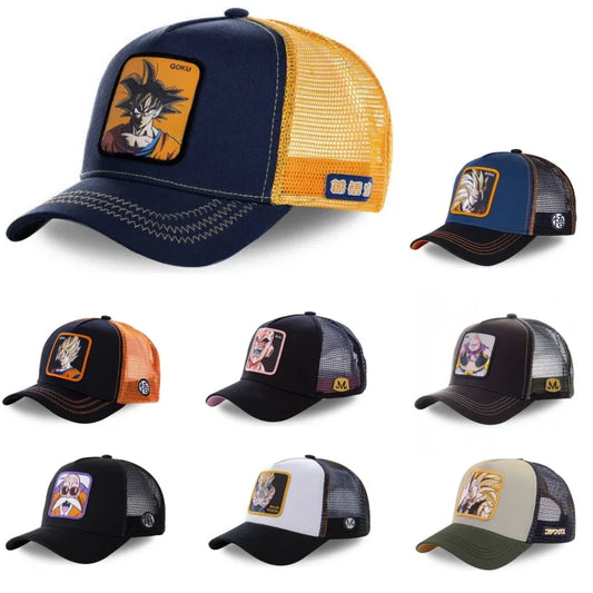 Dragon Ball Son Goku Cap - Embroidered Hip Hop Trucker Mesh Hat Adjustable Summer Travel Sun Visor for Men