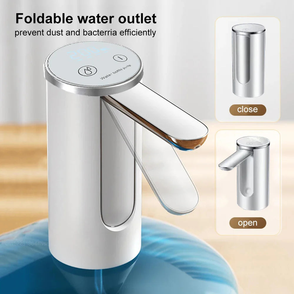 Electric Water Gallon Bottle Pump - Automatic Dispenser for 19 Liters, Foldable Desktop Water Bottle Pump H3, Rechargeable