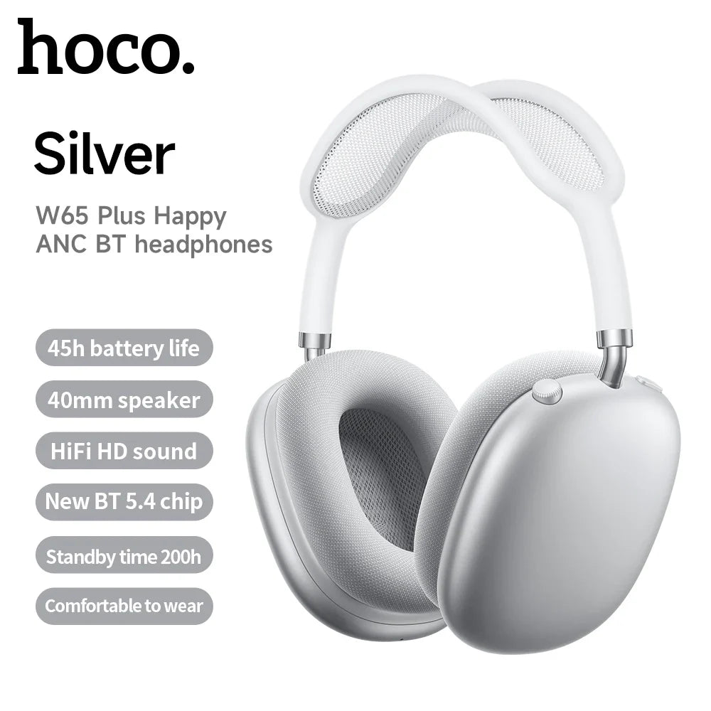HOCO W65 Plus ANC Bluetooth Headphones – Wireless Over-Ear Noise Cancelling HiFi Sport Headset with Control Button