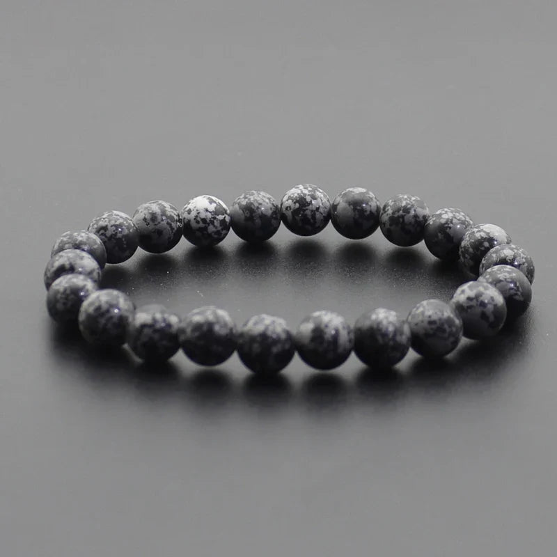 8mm Natural Stone Beaded Bracelet - Black Onyx Lava Tiger Eye Agate Quartz Chakra Yoga Energy Jewelry for Men & Women