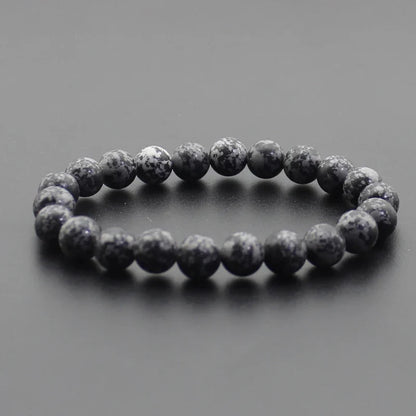 8mm Natural Stone Beaded Bracelet - Black Onyx Lava Tiger Eye Agate Quartz Chakra Yoga Energy Jewelry for Men & Women