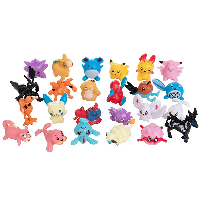 24-144pcs Pokemon Mini Figures — Pikachu Anime Action Models 2-3cm Collectible Toys for Kids & Christmas Gifts