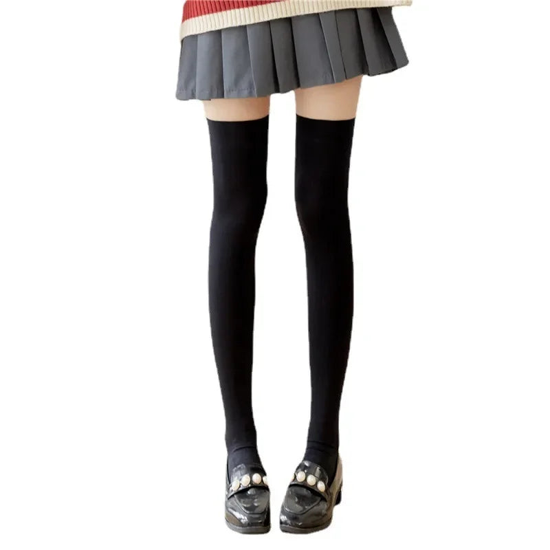 Ultrathin Women’s Silk Stockings – Nylon Over-the-Knee Socks for Ladies, Black & White, Summer to Winter, Thigh-High Skinny Legs
