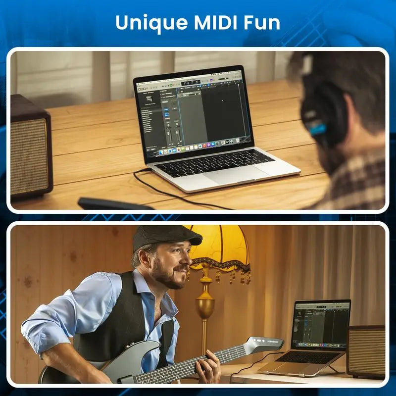 AeroBand Painless Smart Guitar - Silicone Strings, Bluetooth, 8 Sounds, USB MIDI Function, Ideal Gift for Adults