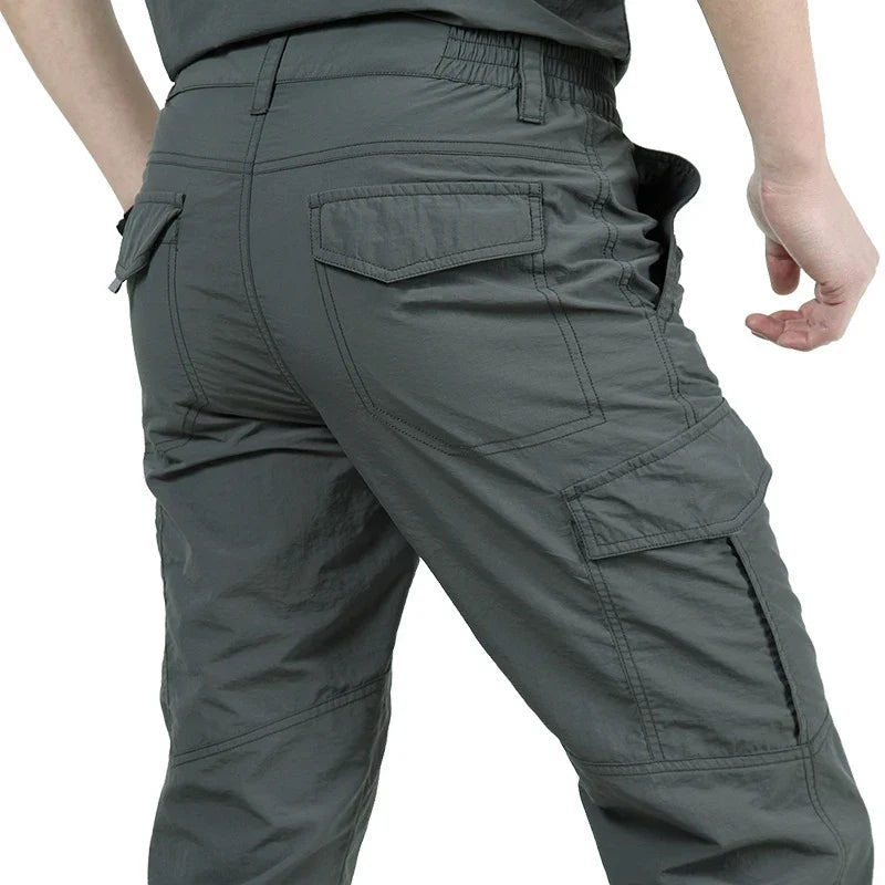 Men's Summer Tactical Cargo Pants - Lightweight Waterproof Multi-Pocket Outdoor Hiking Trousers