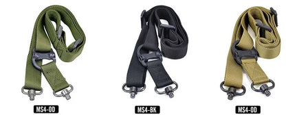 Adjustable MS4 Rifle Sling — QD Metal Swivel, 2-Point Tactical Nylon Strap for Airsoft, Hunting & Multi-Mission Weapon Use