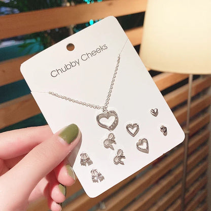 S925 Silver Stud Earrings Set - Simple Cute Mini Earrings for Women Girls Exquisite Jewelry Gift Wholesale