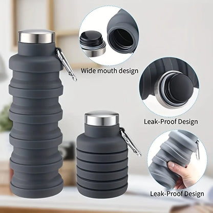 Collapsible Water Bottle: Reusable BPA-Free Silicone Foldable Cup - Portable Hiking Gear for Outdoor Adventures