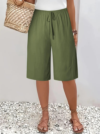 Women's 5-Inch Bermuda Shorts - High Waist Loose Fit Casual Summer Solid Color Shorts