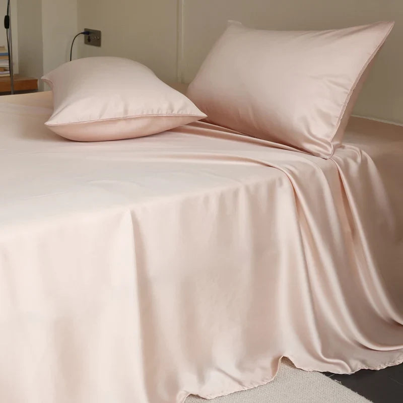 100% Mulberry Silk Bed Sheet Set - Luxury Silk Bedding with Fitted Sheet, Flat Sheet & Pillowcases