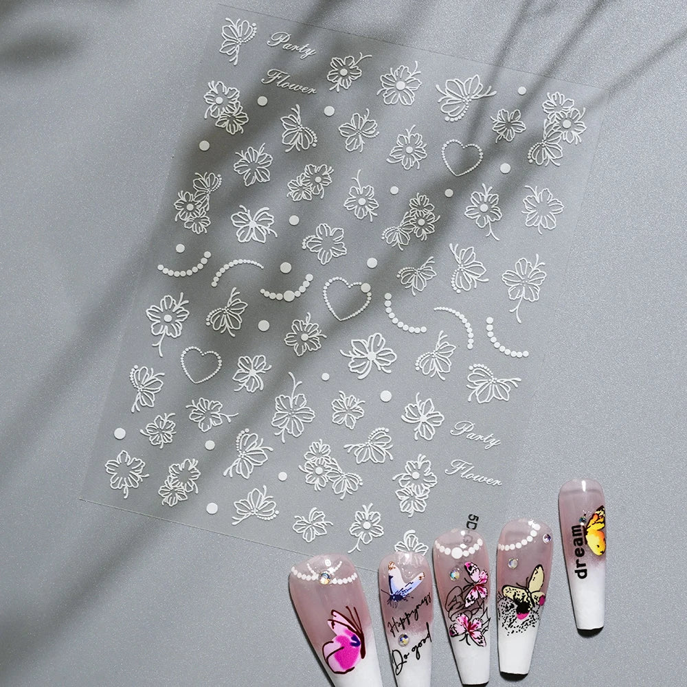 5D Macaron Nail Stickers - Embossed Flower, Fruit, Bear & Rabbit Charms for Summer DIY Manicure Decoration