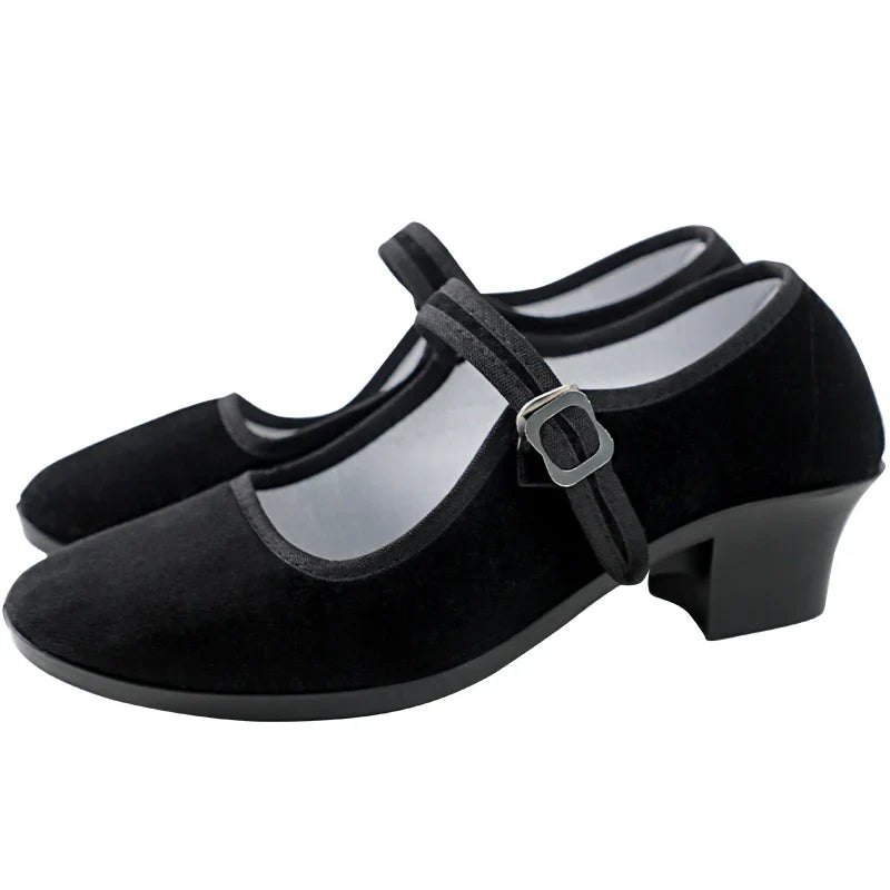 Girls’ & Women’s Dance Shoes - Black Cloth Ethnic Dance Shoes for Training, Practice & Grading Exams