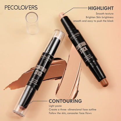 Double Head Contour Stick - Cream Concealer & Highlighter Makeup for Nose Sculpting and V Face Definition