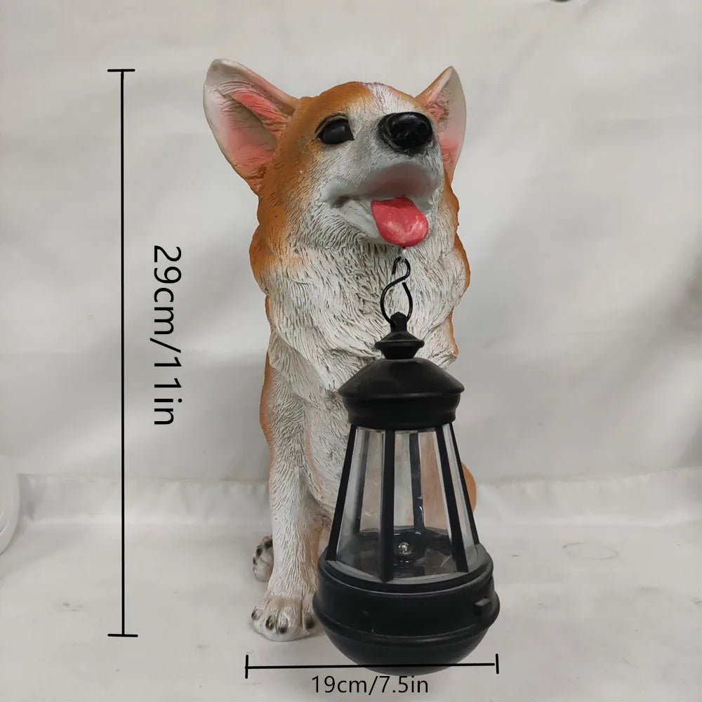 Solar Puppy Garden Decoration - Outdoor Simulation Dog Figurine for Patio, Entrance, Villa & Lawn Decor