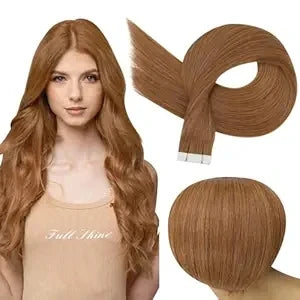 Full Shine Tape In Human Hair Extensions - 100% Remy Straight Hair Double Sided Silky Natural Tapes for Women