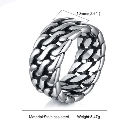Punk Vintage Ethnic Rings for Men – Retro Viking Knot Rune, Black Geometric Square Stone Signet Jewelry