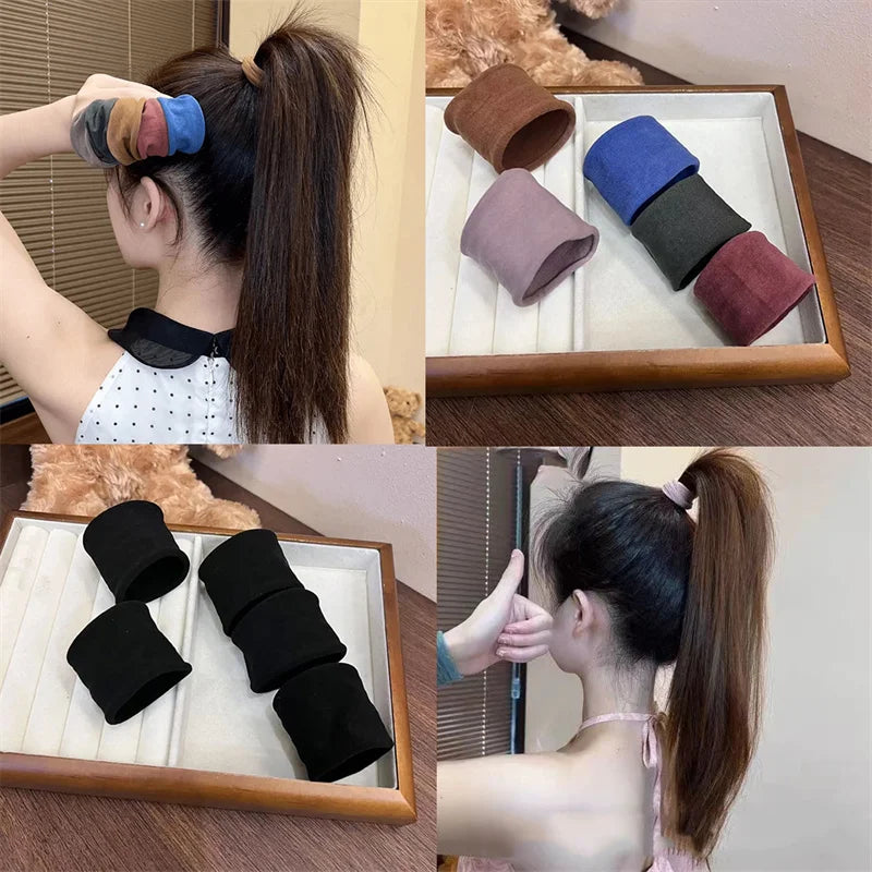 4Pcs Wide Hair Tie Set - Thick Scrunchie Ponytail Holders Korean Fashion Hair Accessories