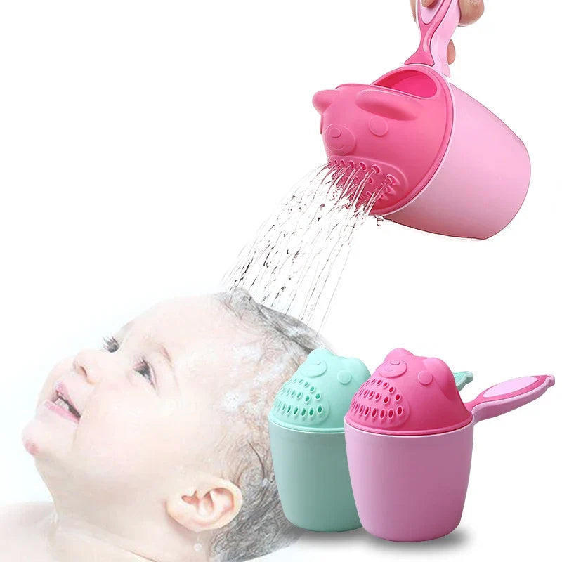 Baby Cartoon Bear Bath Cup - Cute Newborn Shower Rinse Spoon for Kids Shampoo & Bathing
