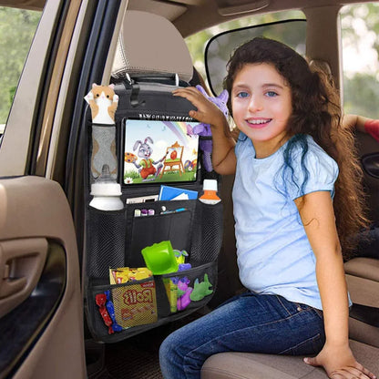 Car Backseat Organizer - Touchscreen Tablet Holder with Storage Pockets & Seat Back Protector