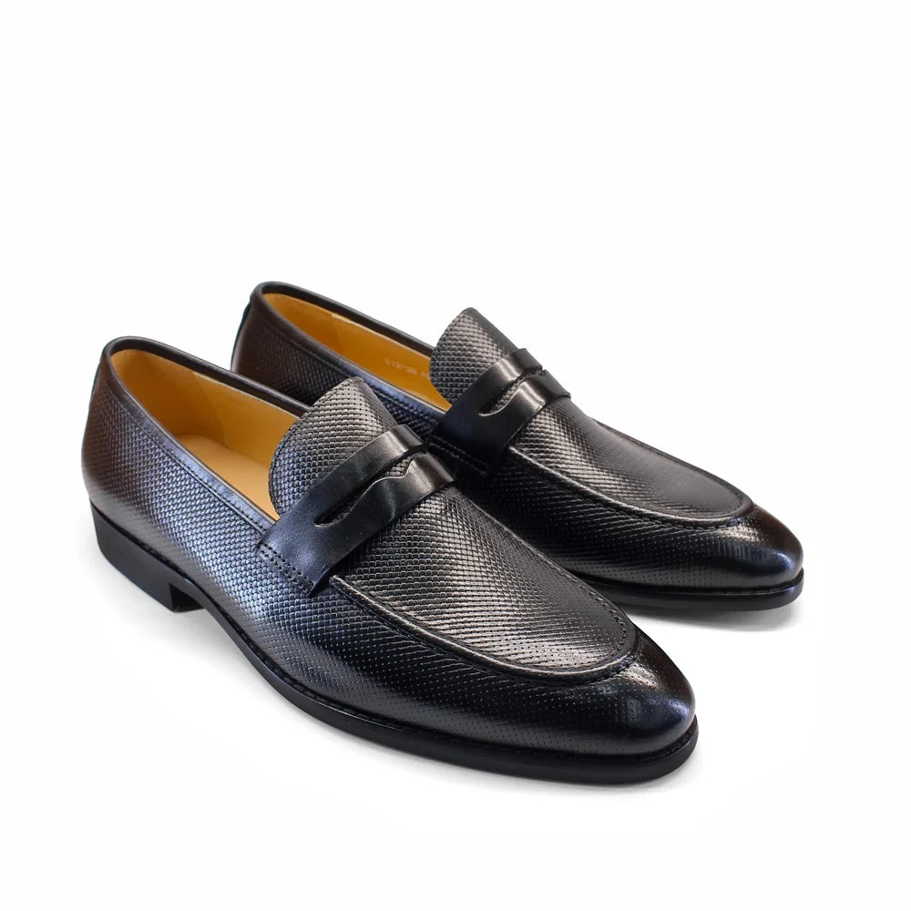 Men’s Genuine Leather Loafers - Comfortable Casual Shoes with Rubber Sole and Braided Pattern Size 39-46