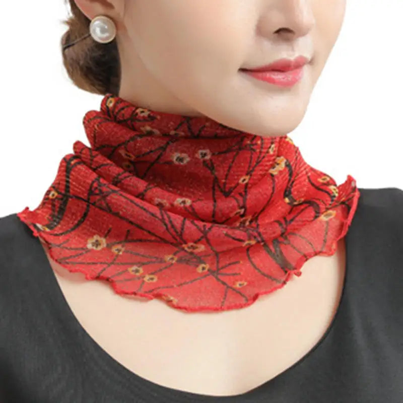 Spring Summer Chiffon Neck Scarf – Lightweight Multi-Function Anti-UV Sunscreen Face & Head Cover for Women