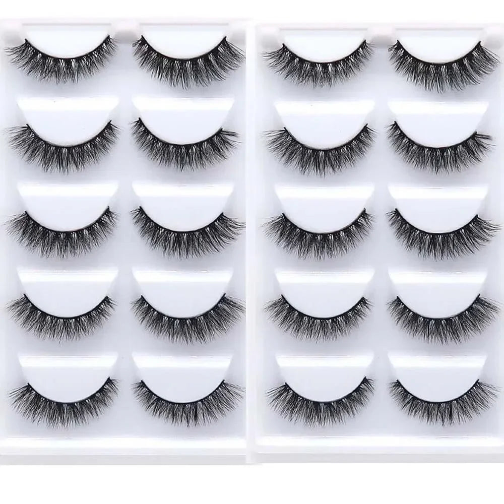 5 Pairs 3D Real Mink False Eyelashes – Soft Natural Look Eyelash Extensions for Makeup & Daily Wear