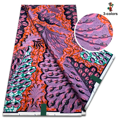 Premium Gold Print Pagne Fabric - 100% Cotton African Real Wax Ankara Grand SUP Nigerian Fabric