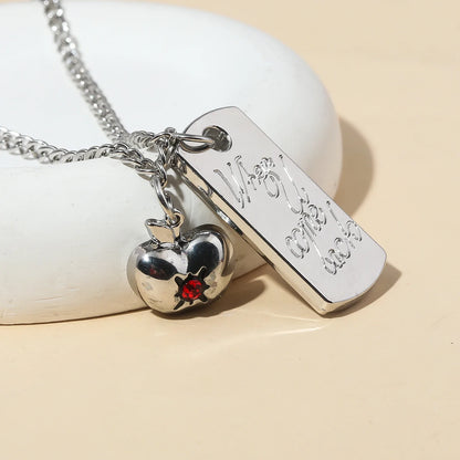 Love and Deep Space Caleb Necklace - Ruby Apple Square Card Pendant Cosplay Jewelry Gift & Collectible Accessory