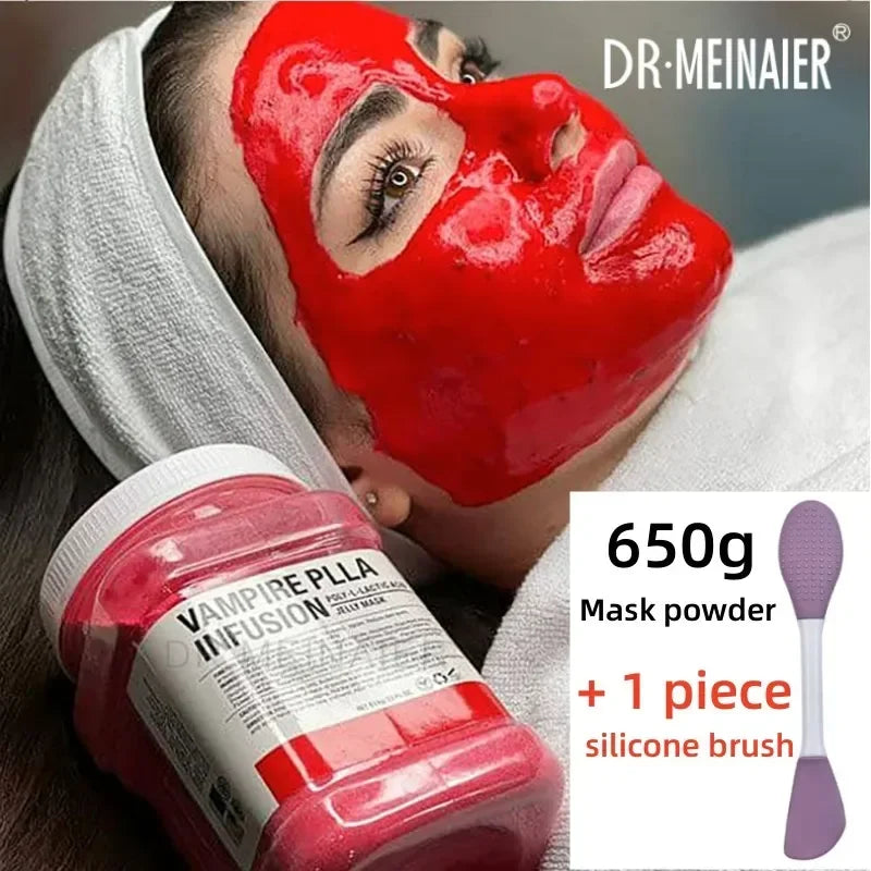 650g Chamomile Hyaluronic Acid Jelly Mask – Rose Moisturizing Facial Powder with Silicone Brush for Skin Elasticity