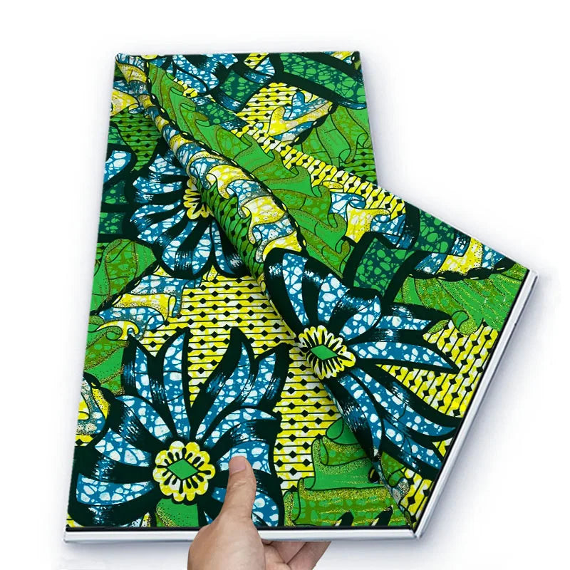 Grand African Glitter Wax Fabric - 6 Yards Soft Cotton Ankara Print Material for Nigerian Clothing