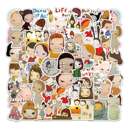 Yoshitomo Nara Sticker Pack - Cute Waterproof Decals for Phone Cases Laptop Suitcases Water Bottles & DIY Crafts