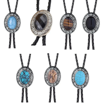 Golden Bolo Tie for Men – Adjustable Cowboy Garment Accessory with Bull Head Pendant, Western Style Necklace