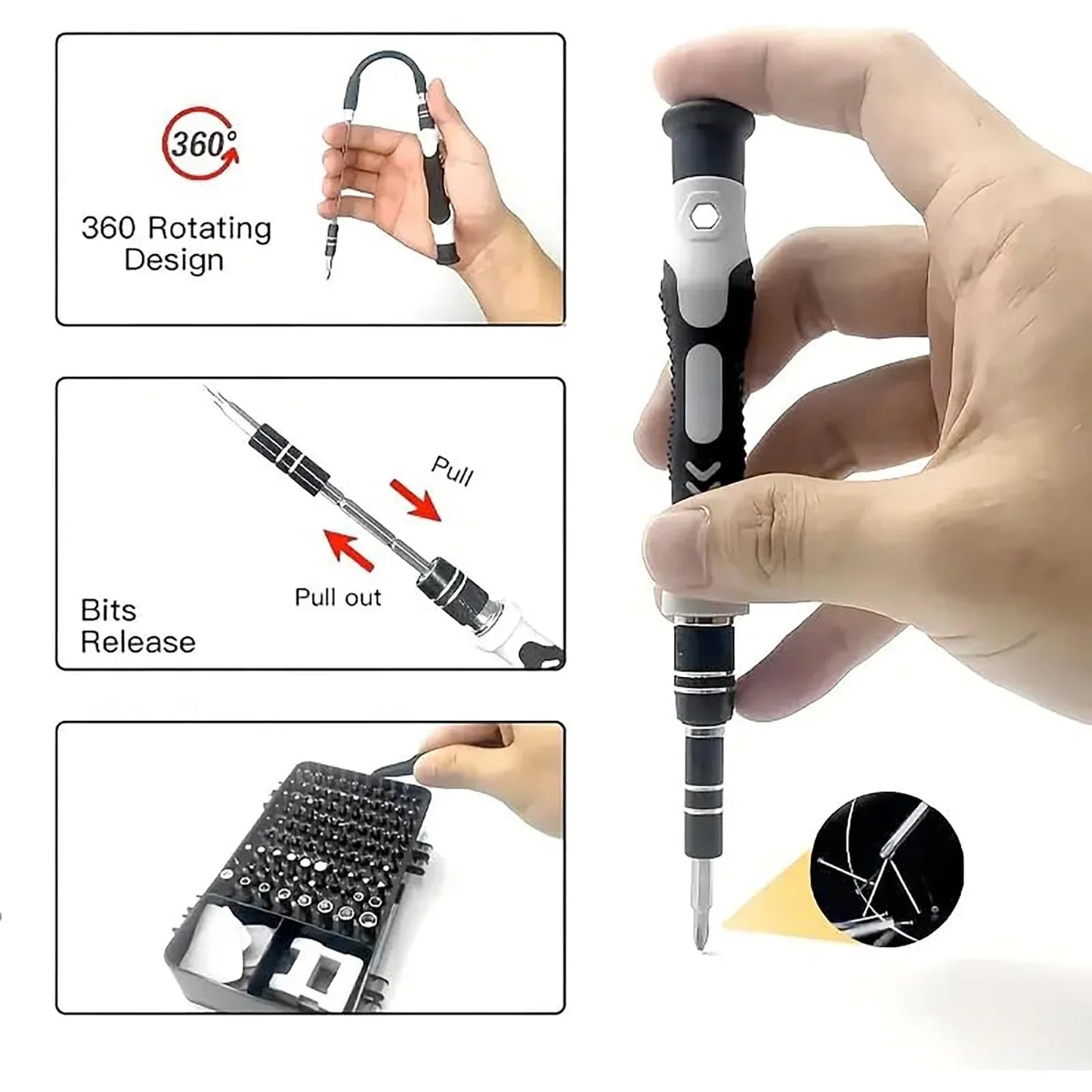 115-in-1 Precision Screwdriver Kit - Professional Repair Tool Set for Electronics Phone Watch and Auto Maintenance