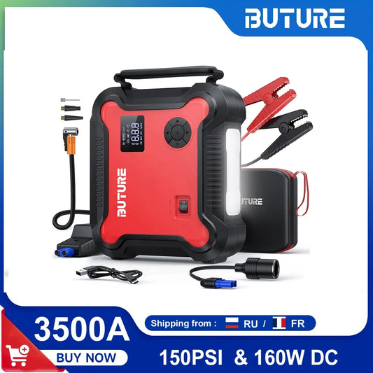 Buture 5-in-1 Car Jump Starter - 26800mAh Portable Battery Booster with Air Compressor & Tire Inflator