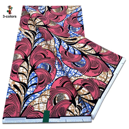African Ankara Wax Fabric - 100% Cotton Soft Pink Pagne Fashion Print