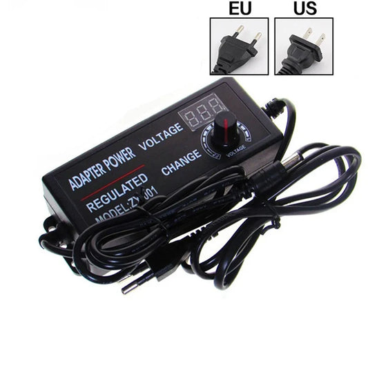 Adjustable AC DC Power Supply Adapter - 3V-36V Universal Voltage Converter with Multiple Jack Plugs for Home Appliances