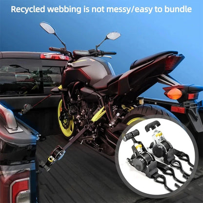 Retractable Cargo Tie Down Straps - Heavy Duty Ratchet Tensioner Belt for Car, Motorcycle and Luggage Loads