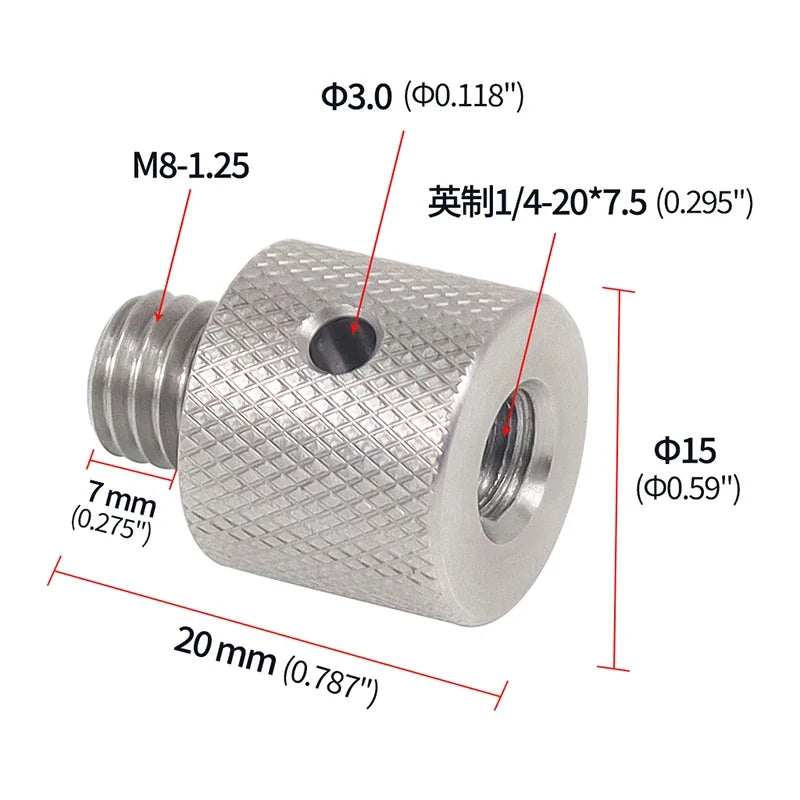Reinforced Camera Screw Adapter - 1/4 to 3/8 Inch Male Female Thread Converter for Tripod Monopod Ball Head Light Bike Mount