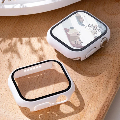 Tempered Glass Apple Watch Case - Full Screen Protector Cover for Series 9, 8, 7, 6, SE 45mm 44mm 41mm 40mm