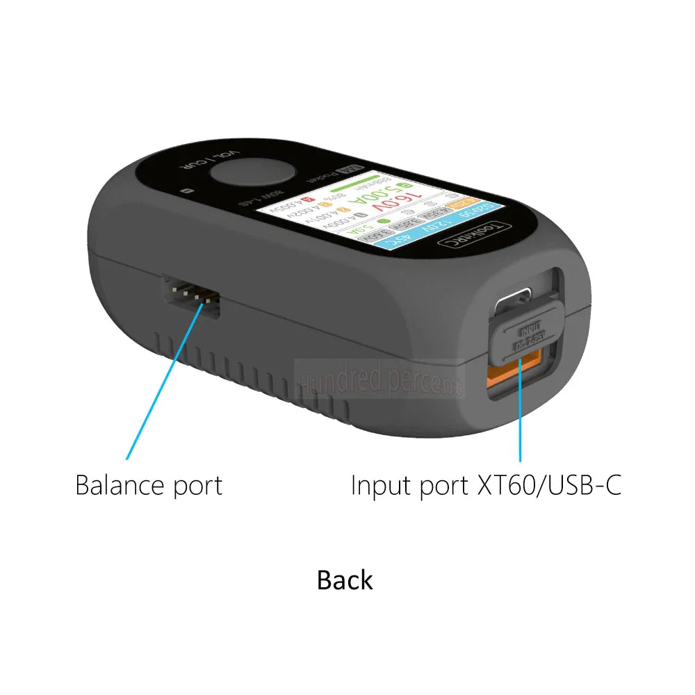 ToolkitRC M4Pocket V2 80W Mini Smart Charger – 5A Compact Outdoor USB-C Charger with XT30/XT60 Output for 1-4S LiPo, LiHV & LiFe Batteries