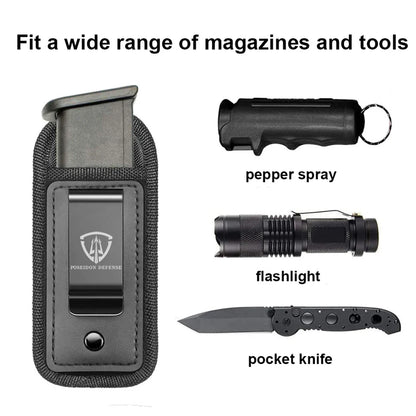 9mm .40 .45 Pistol Magazine Pouch – Single/Double Stack Holster, Concealed Carrier for Glock, S&W M&P, Sig Sauer, 1911, Beretta
