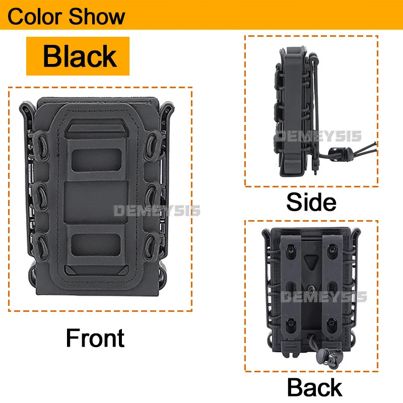 5.56mm & 7.62mm Tactical Fast Mag Pouch - MOLLE Belt Clip Soft Shell Rifle & 9mm Magazine Carrier