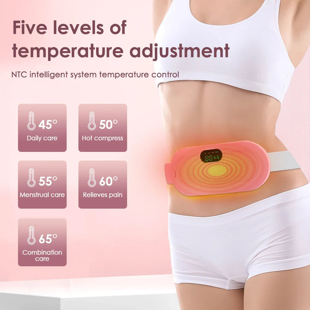 Electric Heating Pad for Women – Menstrual Cramp Relief Vibrator, Period Pain Massager & Abdominal Belt Warmer