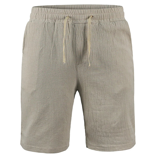 KB Men's Cotton Linen Shorts - Breathable Solid Color Summer Streetwear Pants S-3XL