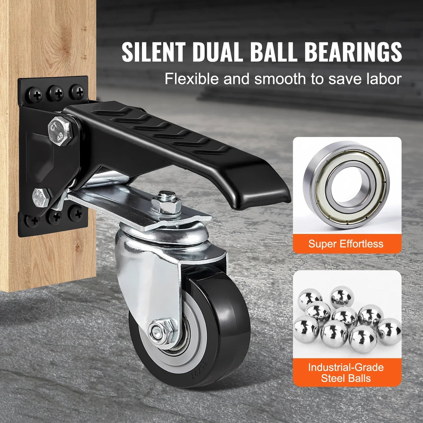 SucceBuy 4PCS Retractable Caster Wheels - 165lbs Heavy Duty 360° Swivel Workbench & Equipment Wheels
