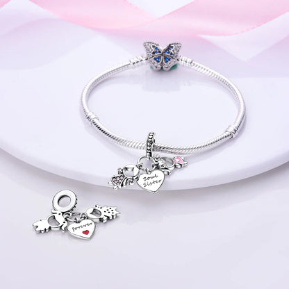 MULA Silver Plated Dangle Charms for Snake Chain Bracelet - DIY Women’s Jewelry Making Gift