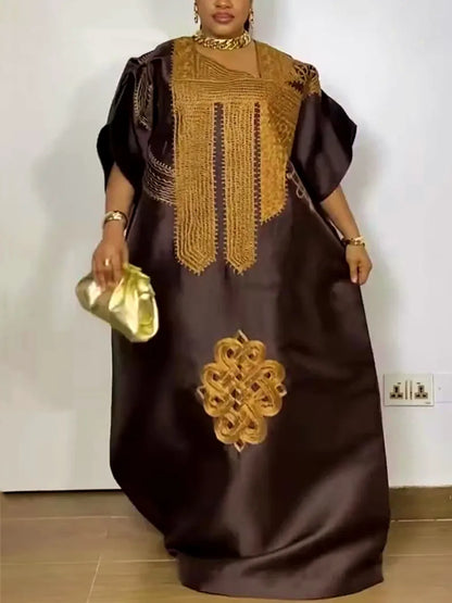 African Dresses for Women - Traditional Dashiki Ankara Embroidered Gown, Abaya & Kaftan Maxi Dress