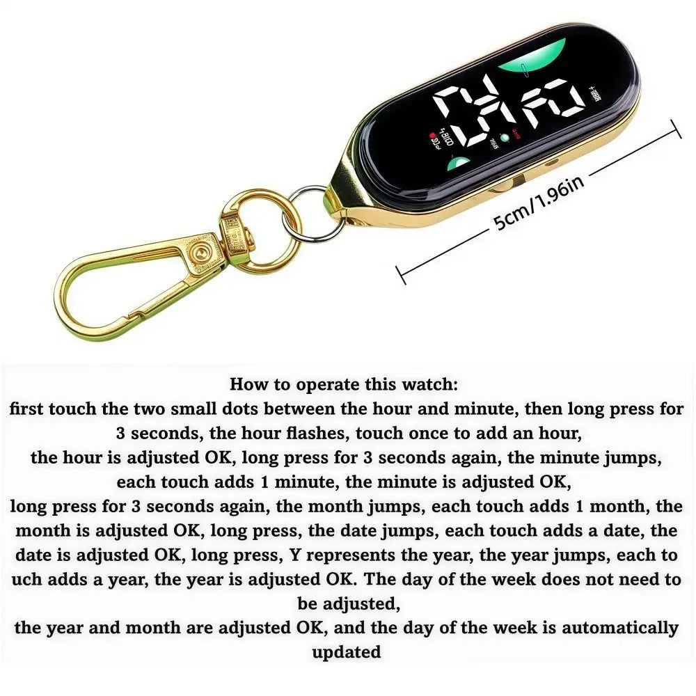 LED Digital Pocket Watch - Waterproof Hanging Carabiner Watch with Luminous Display for Kids & Adults
