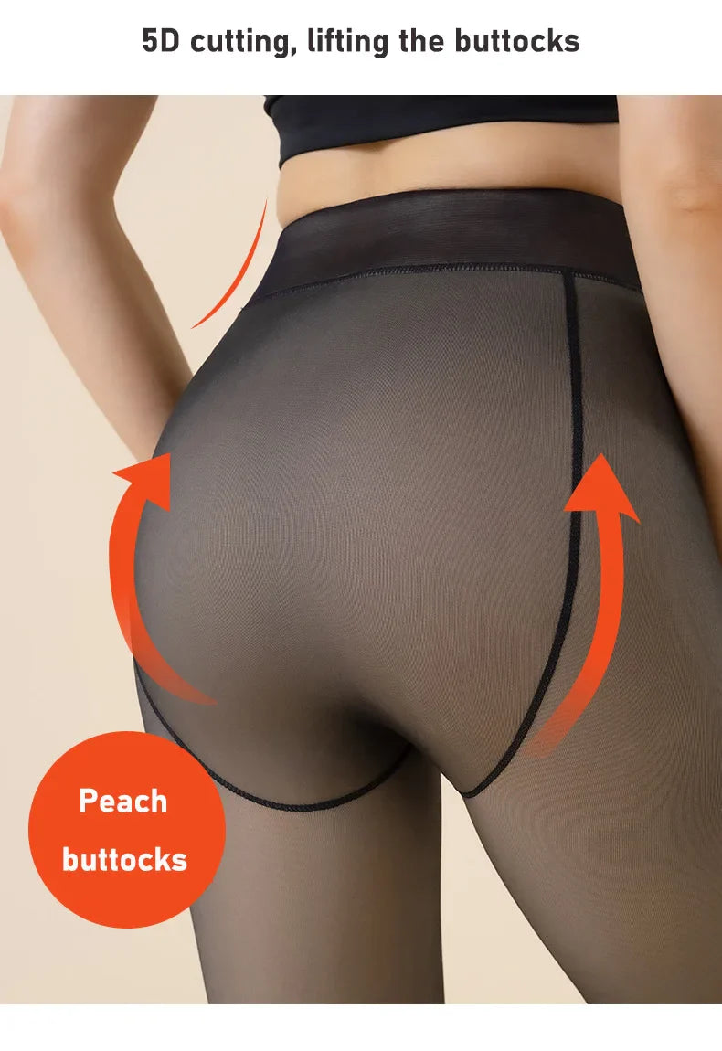 Women’s Thicken Thermal Fleece Leggings – High Waist Winter Tights, Slim Elastic Pantyhose